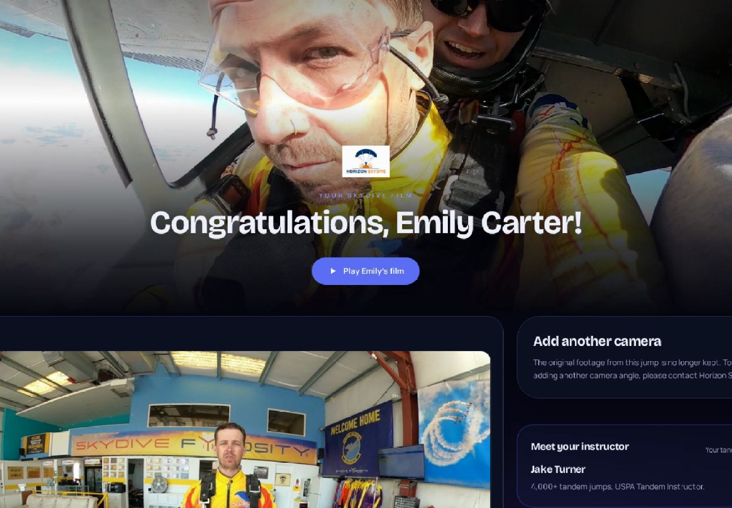 The customer’s delivery page on an iPad, with their film ready to play